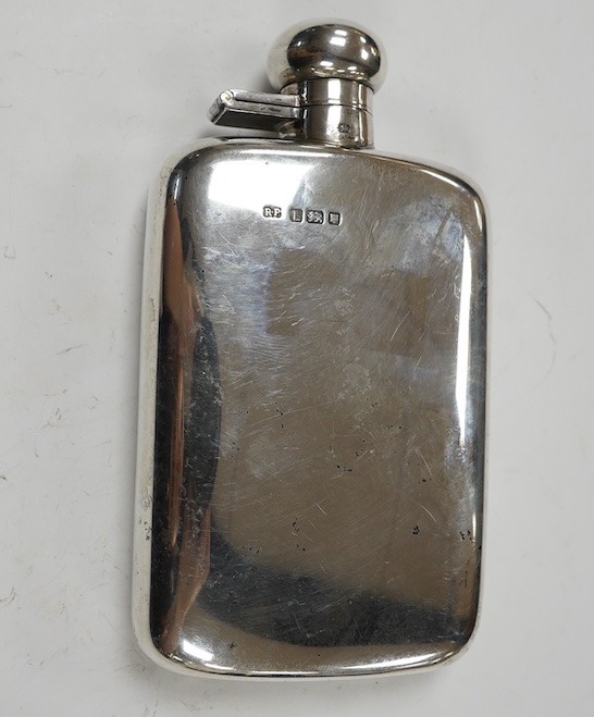 A George VI silver hip flask, Robert Pringle & Sons, London, 1946, 15.2cm, 8oz. Condition - fair